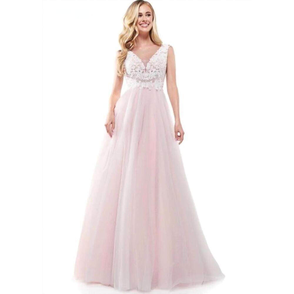 NEW COLORS DRESS embellished bodice gown in pink